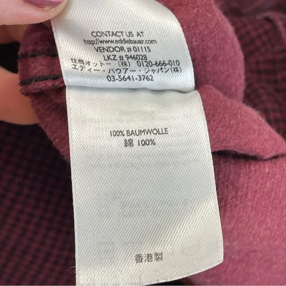 Eddie Bauer Houndstooth Micro Corduroy Shirt Red Mens Large Tall Gorpcore - Picture 8 of 11